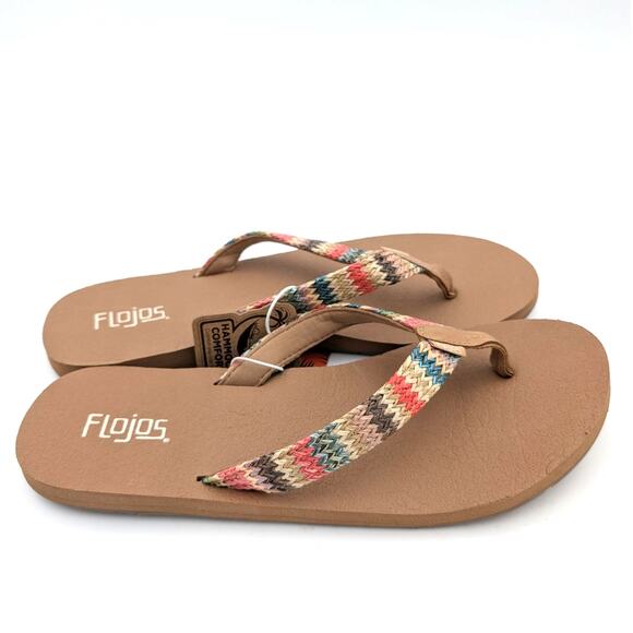 Flojos Juno Waeve Sandals Raffia Strap Multicolor Womens Size US10 - Picture 3 of 10